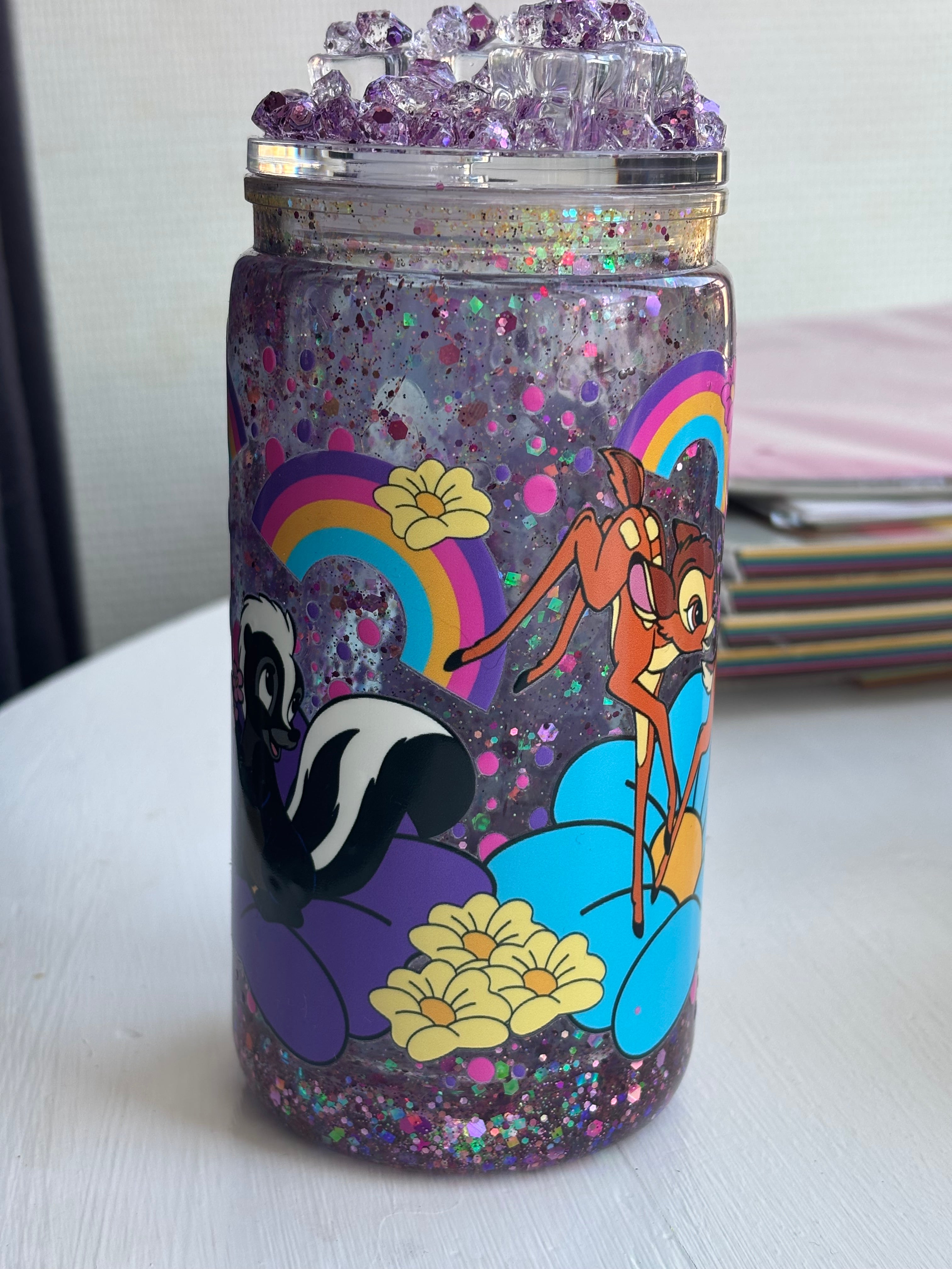 ✨ Cup Bambi – Effet pailleté coloré (472 ml) ✨