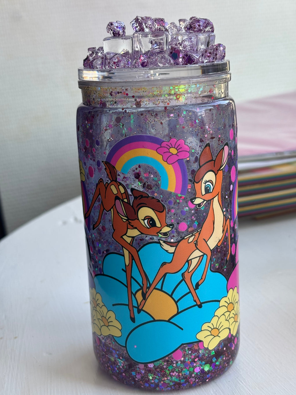 ✨ Cup Bambi – Effet pailleté coloré (472 ml) ✨